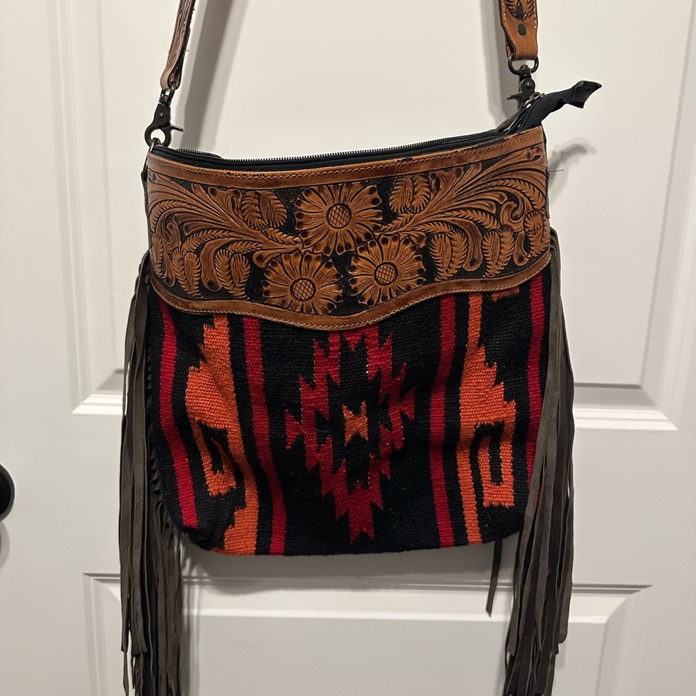 American Darling Southwest Pattern Crossbody Bag - Brown and Black